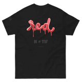 T-shirt streetwear NTIF black with red dripping text design on back, modern stylish streetwear fashion.